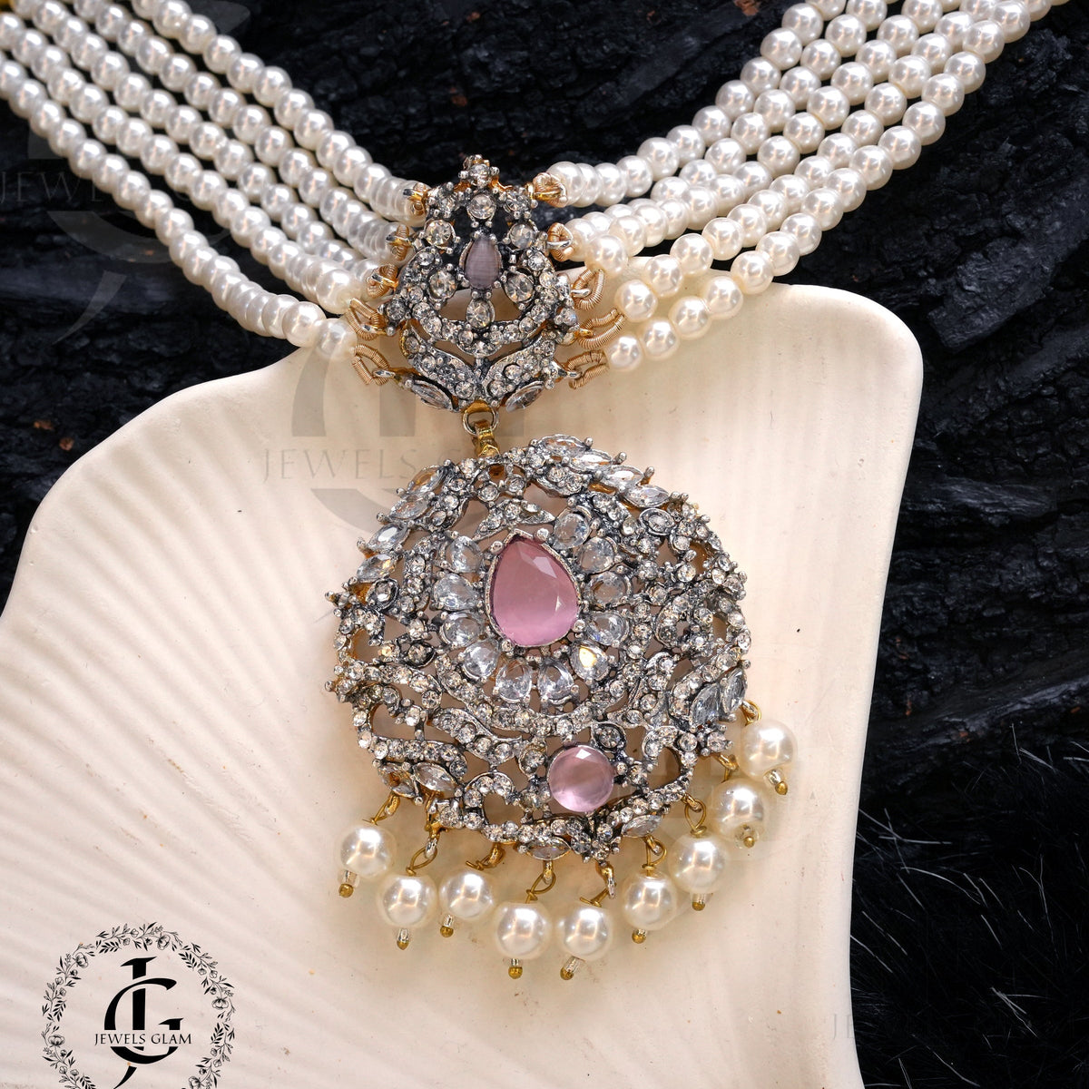 Studded Zircon Choker Set