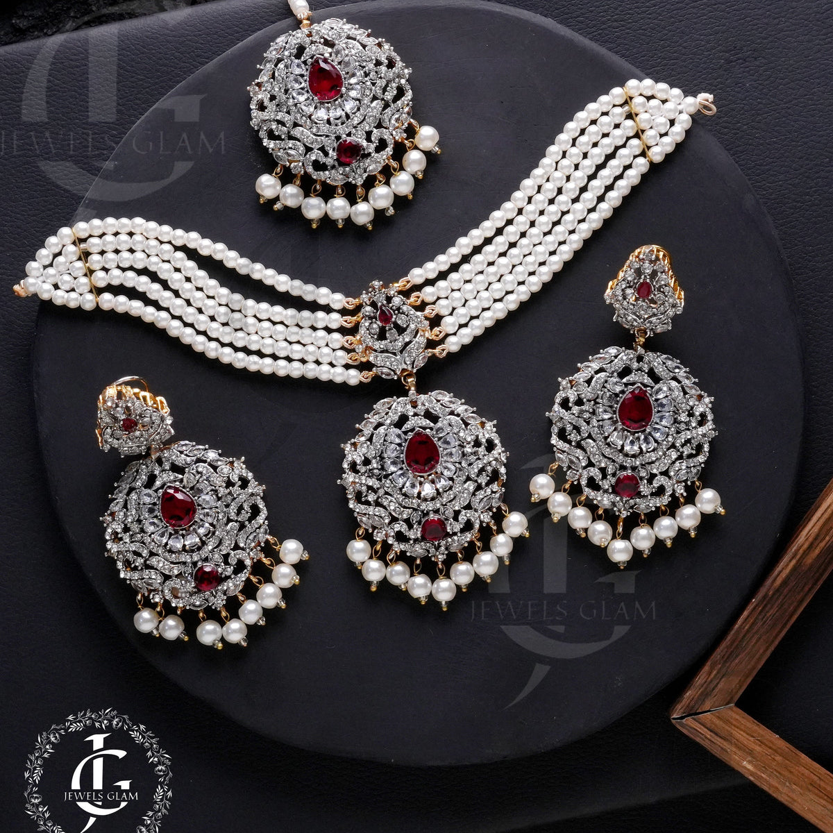 Studded Zircon Choker Set