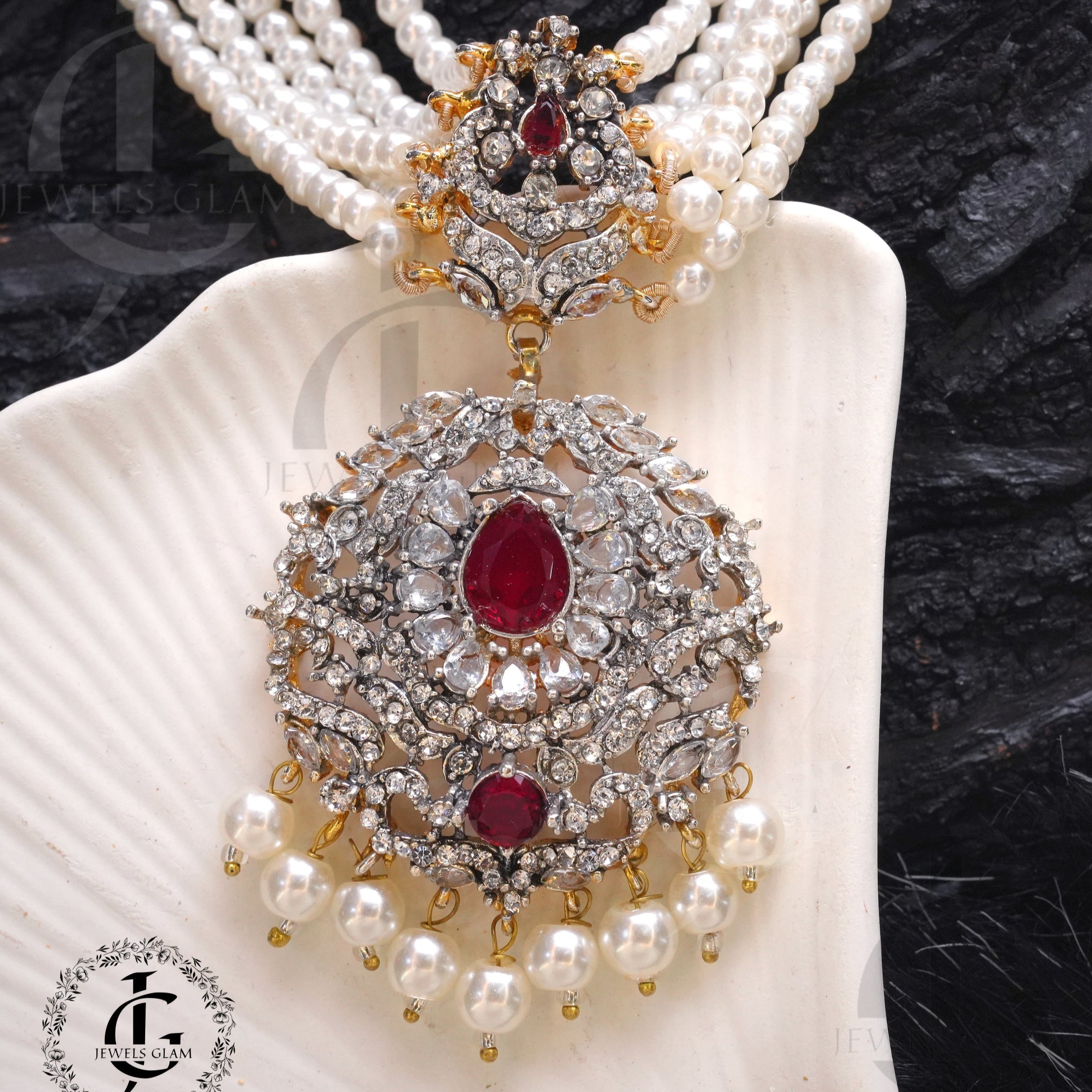 Studded Zircon Choker Set