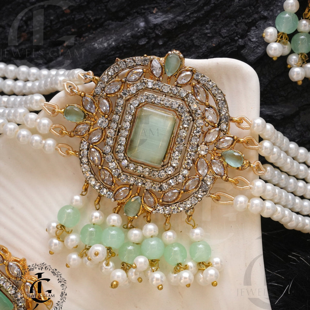 American Diamond Choker Set With Tika