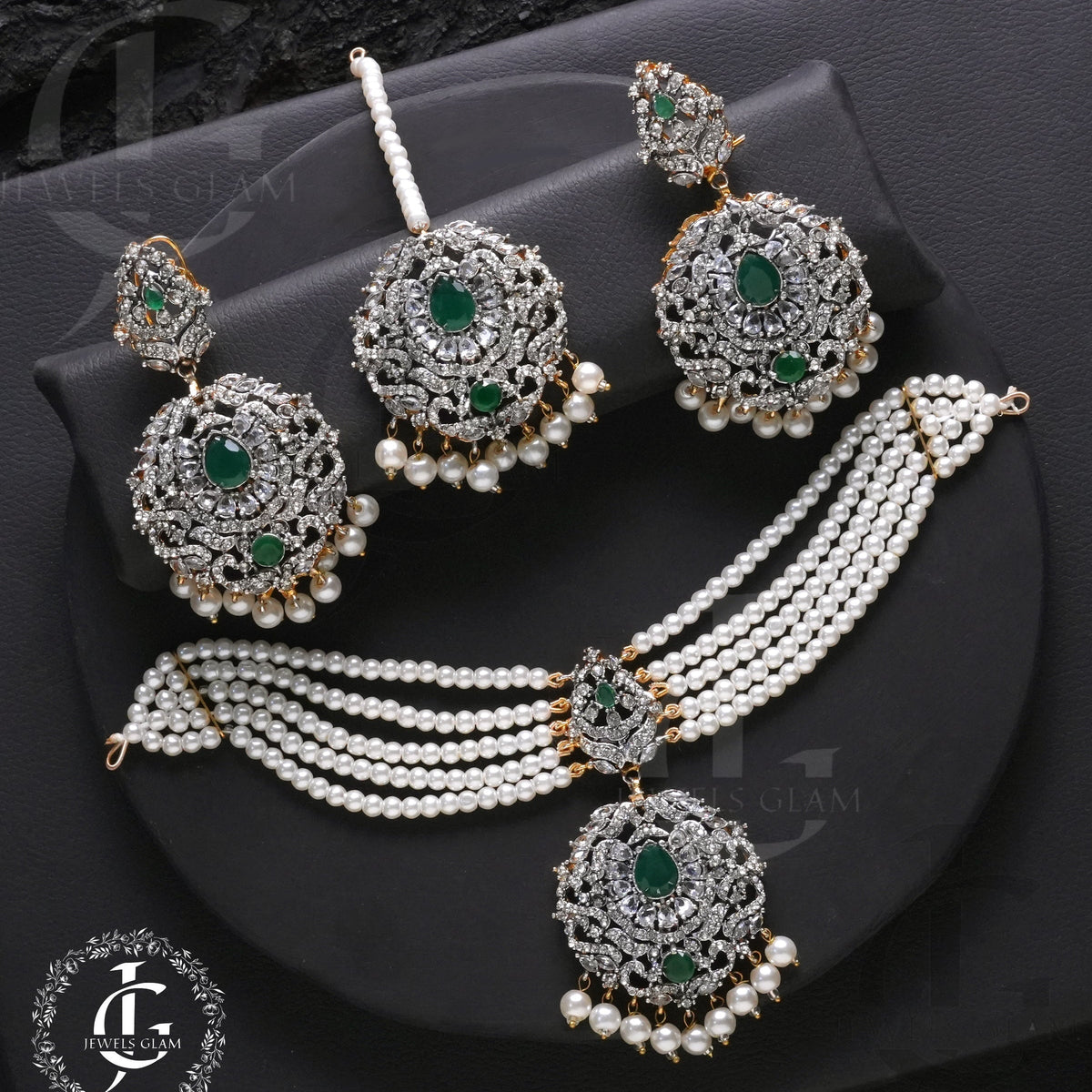 Studded Zircon Choker Set