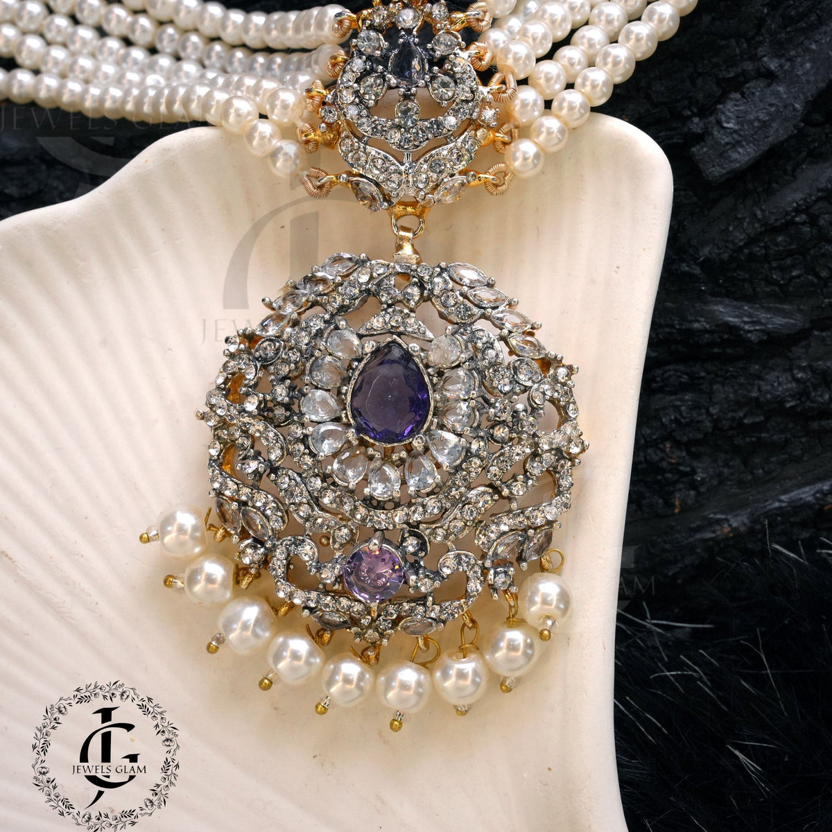 Studded Zircon Choker Set