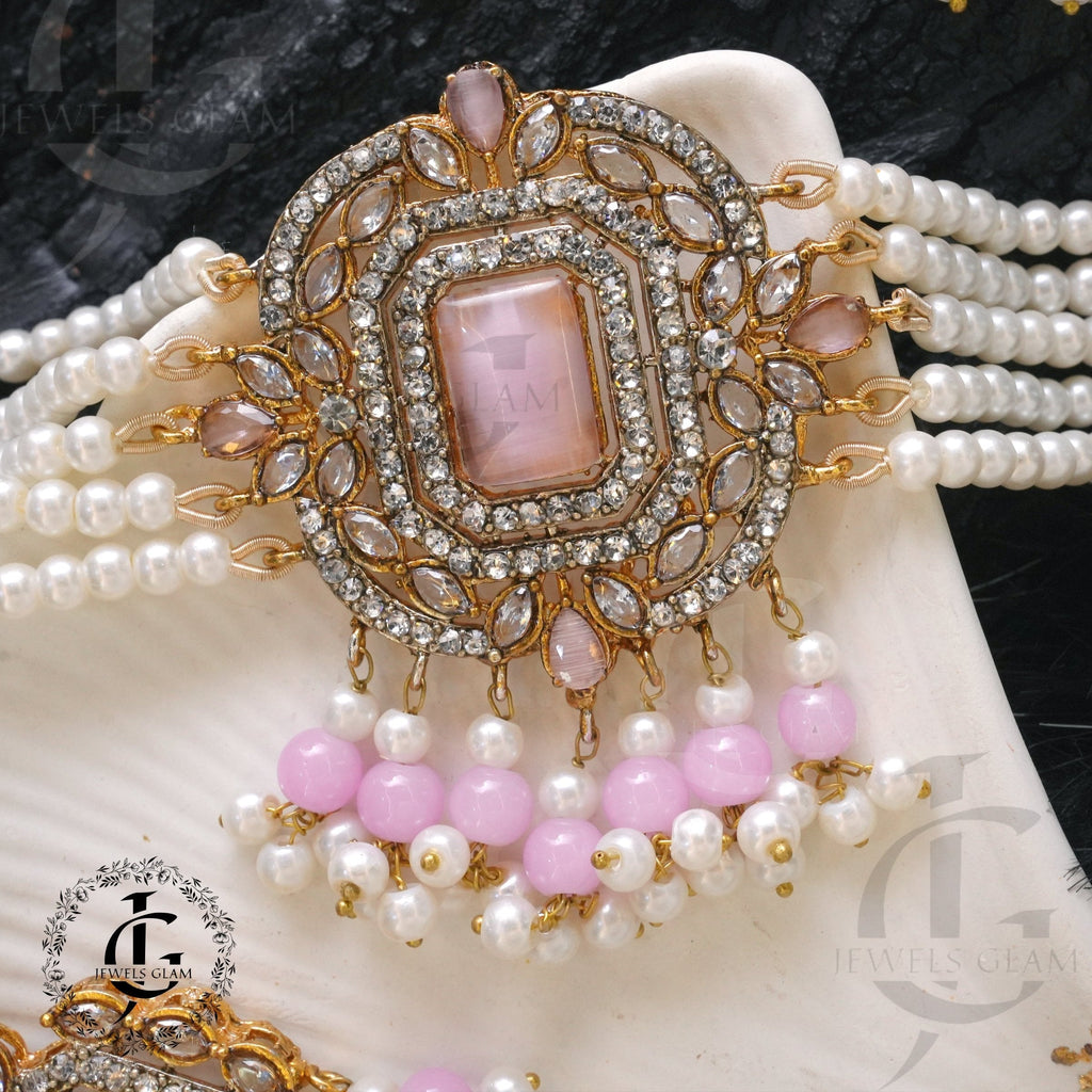 American Diamond Choker Set With Tika