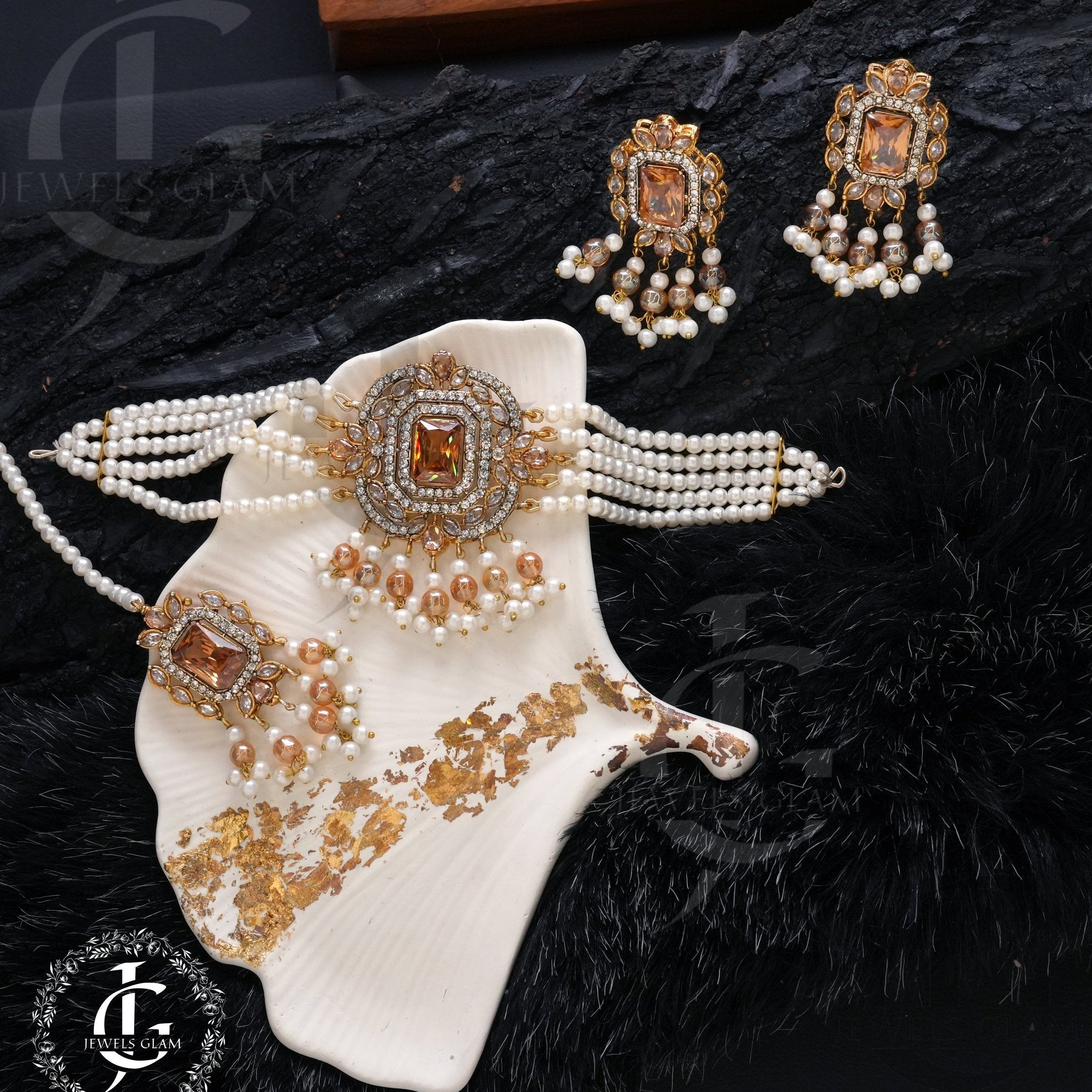 Black Onyx and Pearl Choker Set