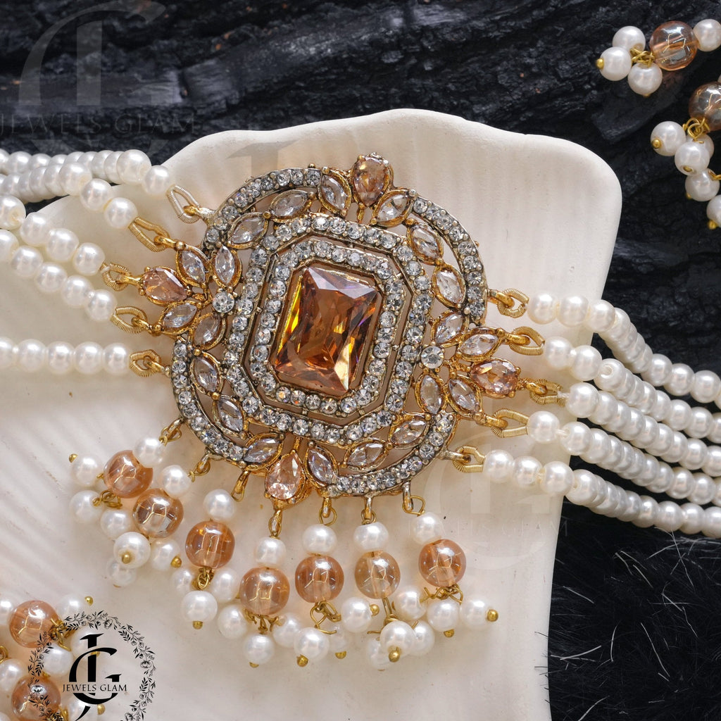American Diamond Choker Set With Tika
