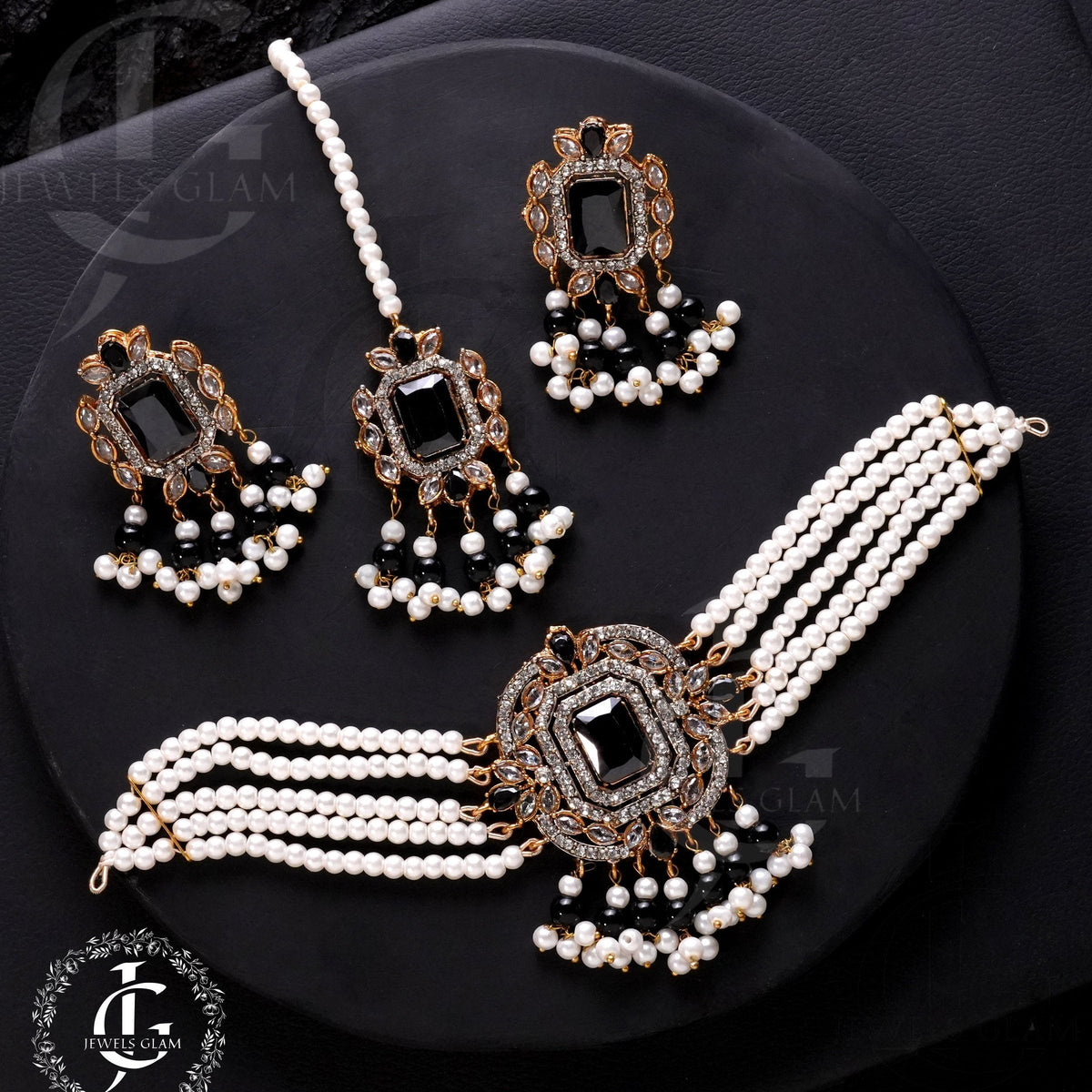 Black Onyx and Pearl Choker Set