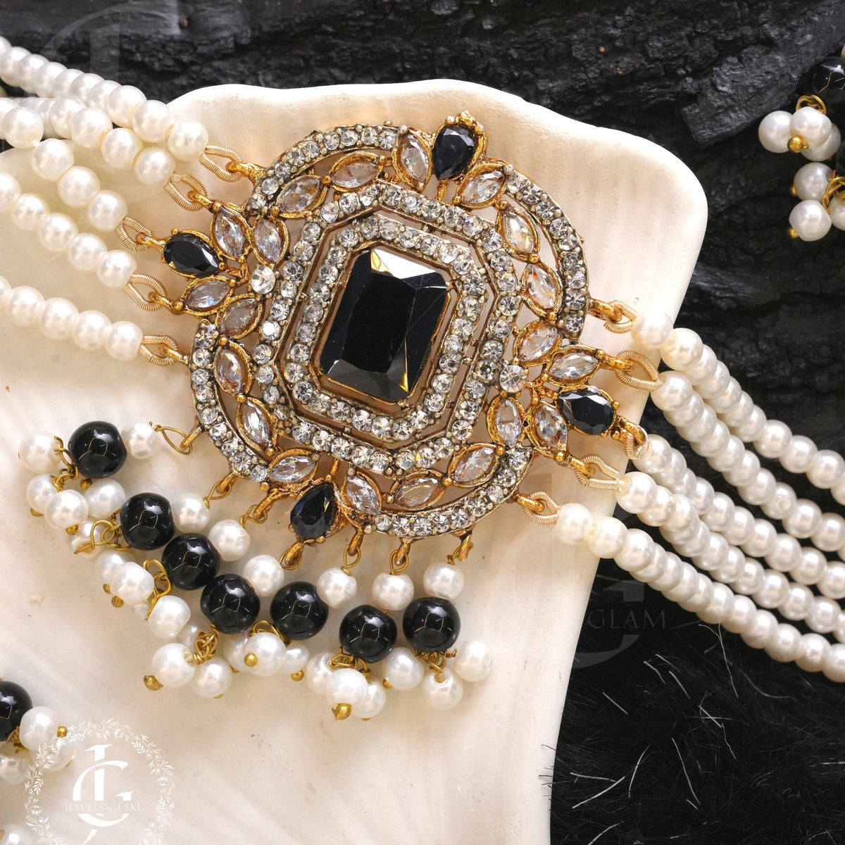 Black Onyx and Pearl Choker Set