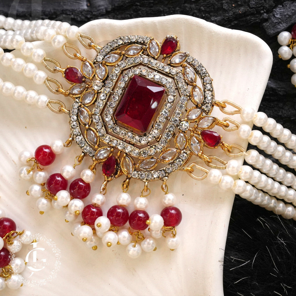 American Diamond Choker Set With Tika