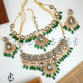 Radiant Kundan and Green Bead Bridal Jewelry Set