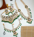 Gleaming Kundan and Emerald Bridal Jewelry Set