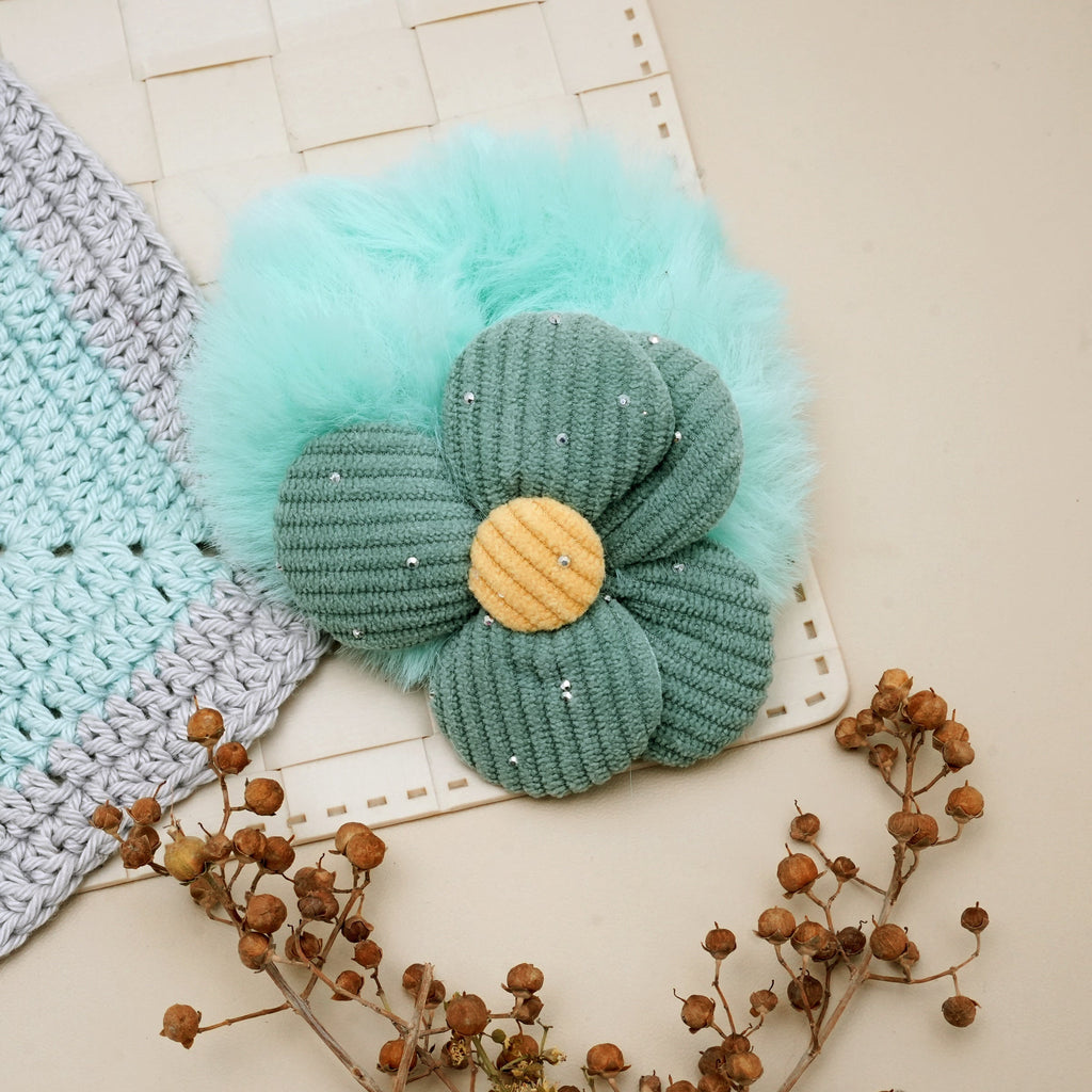 Fuzzy Floral Hair Ties