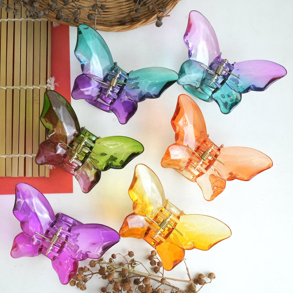 Two Toned Butterfly Hair Catcher Claw Clip Large