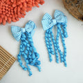 "Gingham Ribbon Bow Hair Clips – Vibrant Braided Collection" (pair)