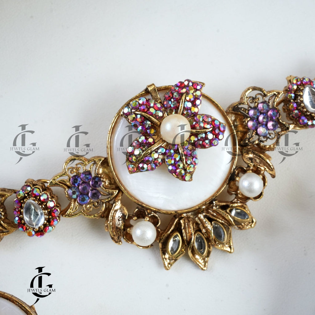 Turkish Choker Necklace Set With Blue Accents