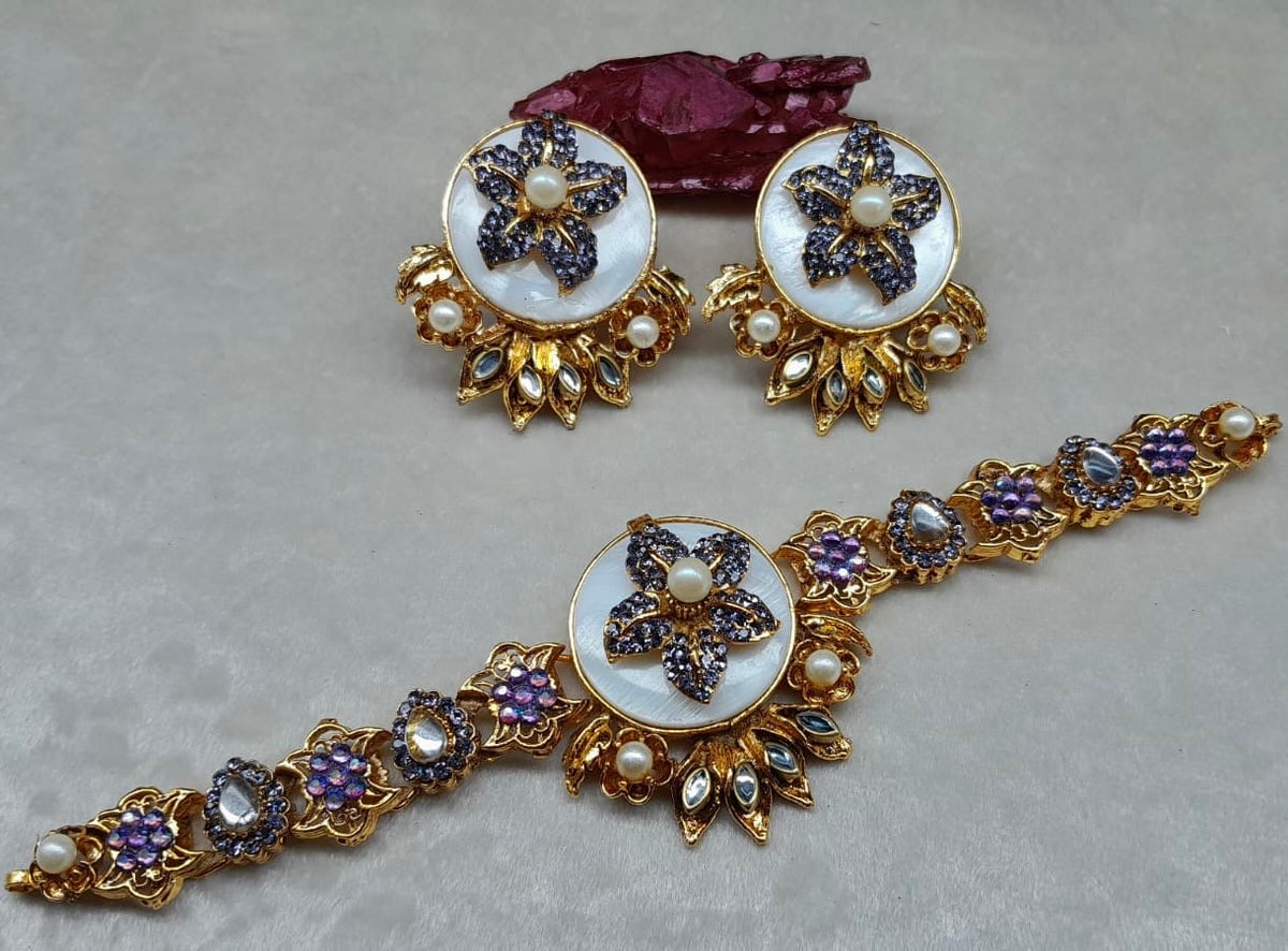 Turkish Choker Necklace Set With Blue Accents