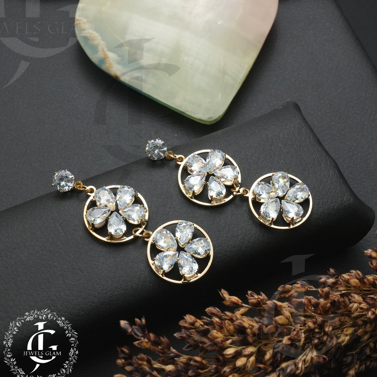 Round Five Petal Flower Earrings