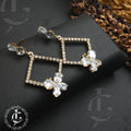 Crystal Butterfly Square Drop Earrings