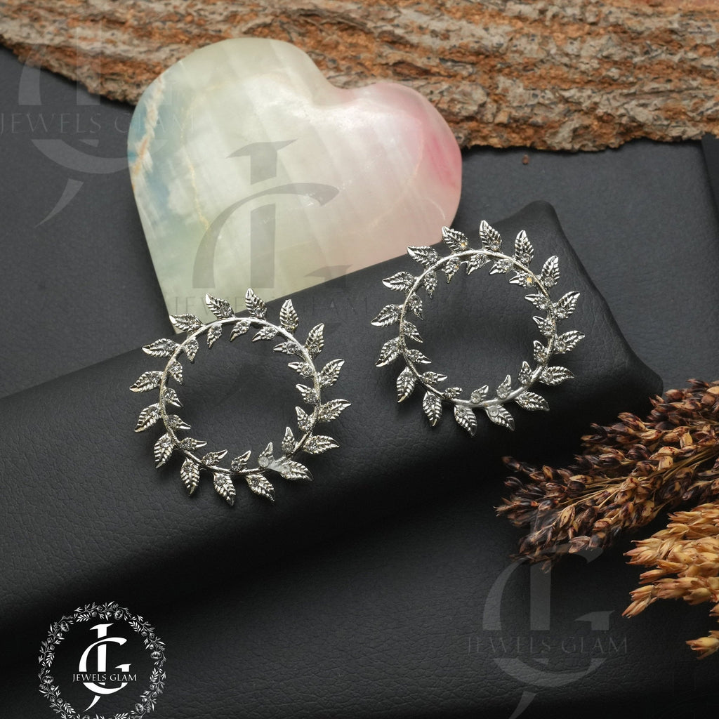 Silver Laurel Wreath Hoop Earrings