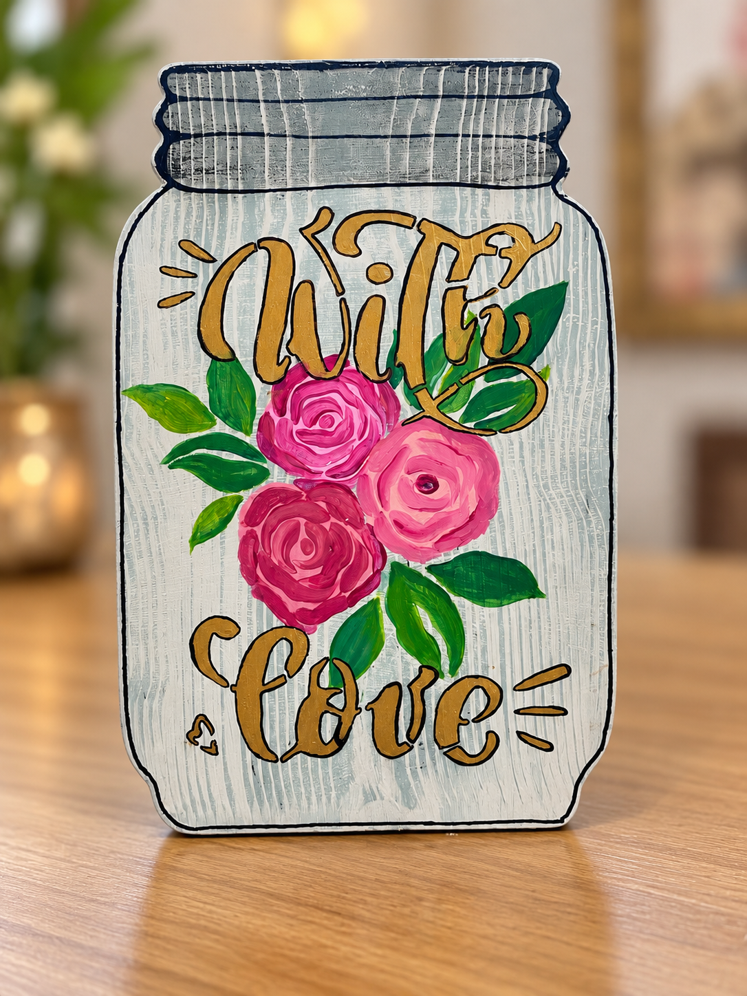 Hand-Painted Floral Mason Jar Wall Decor