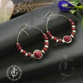 Bohemian Red Beaded Hoop Earrings