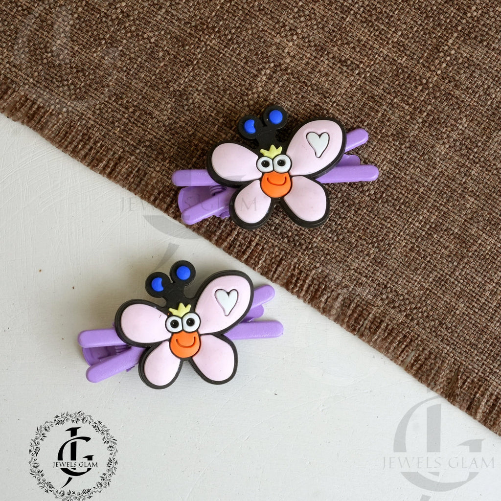 Adorable Cartoon Butterfly Silicone Hair Clips (Pair)