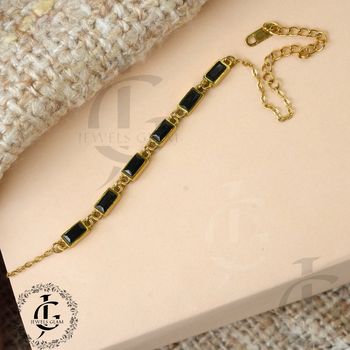 Black Onyx Gold Chain Bracelet