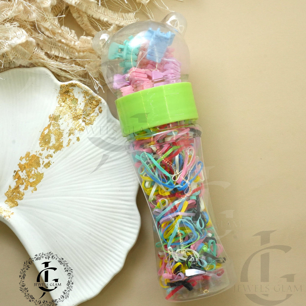 Colorful Hair Accessories Jar - Complete Styling Kit