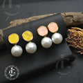 Floral Enamel Pearl Drop Earrings