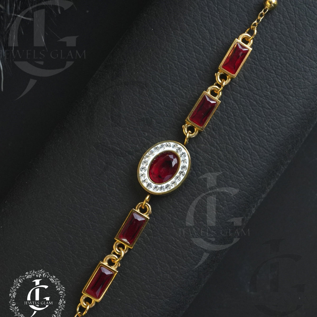 Luxurious Ruby Red Gemstone Bracelet