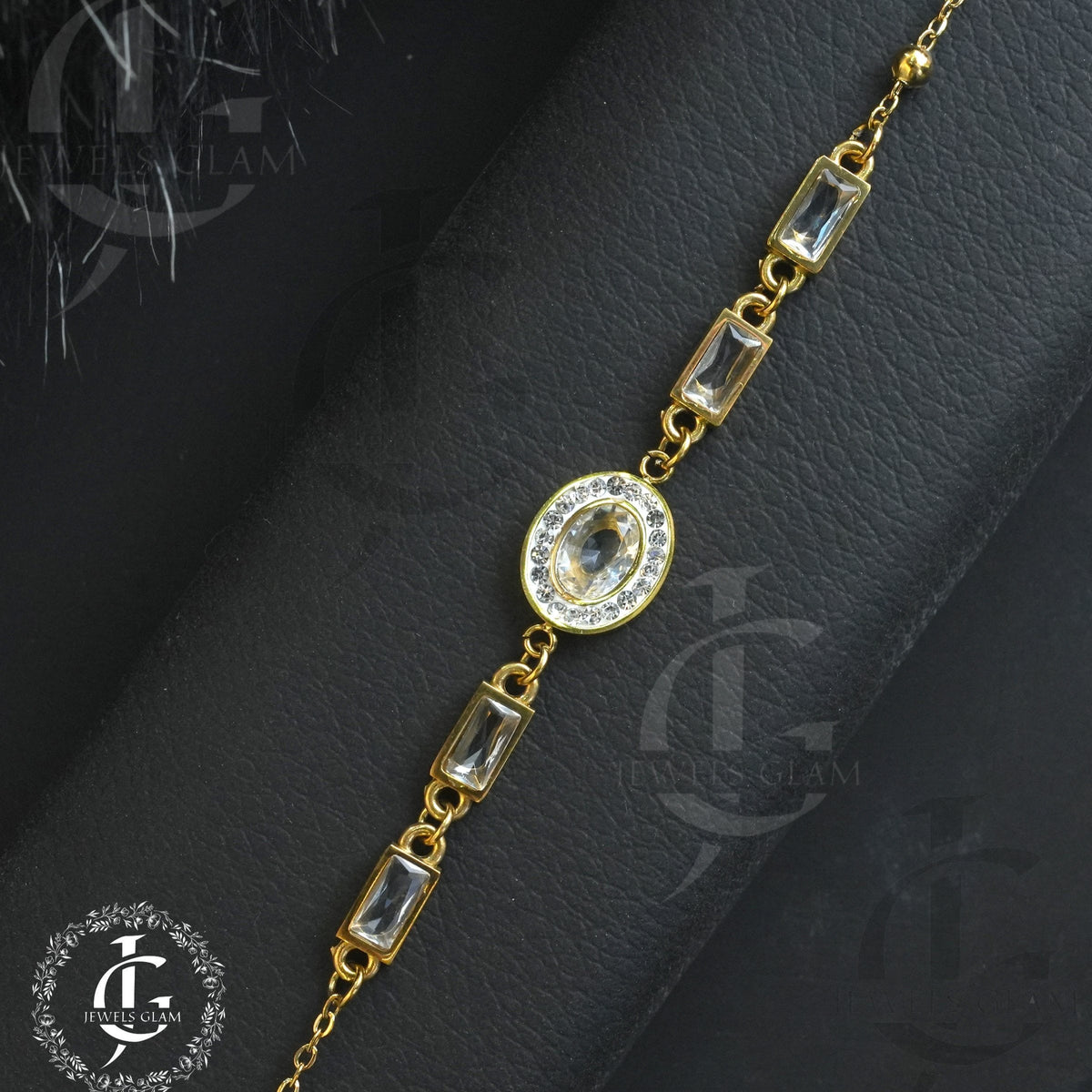 Radiant Gold Crystal Charm Bracelet
