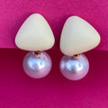 Minimalist Pearl Drop Triangle Earrings