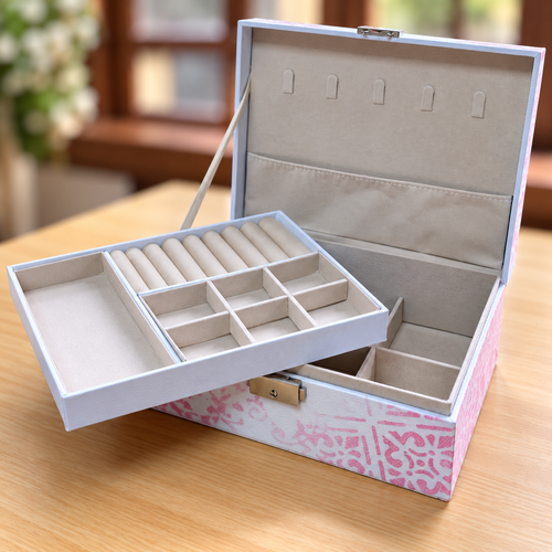 Floral Multi-Compartment Jewelry Organizer Box