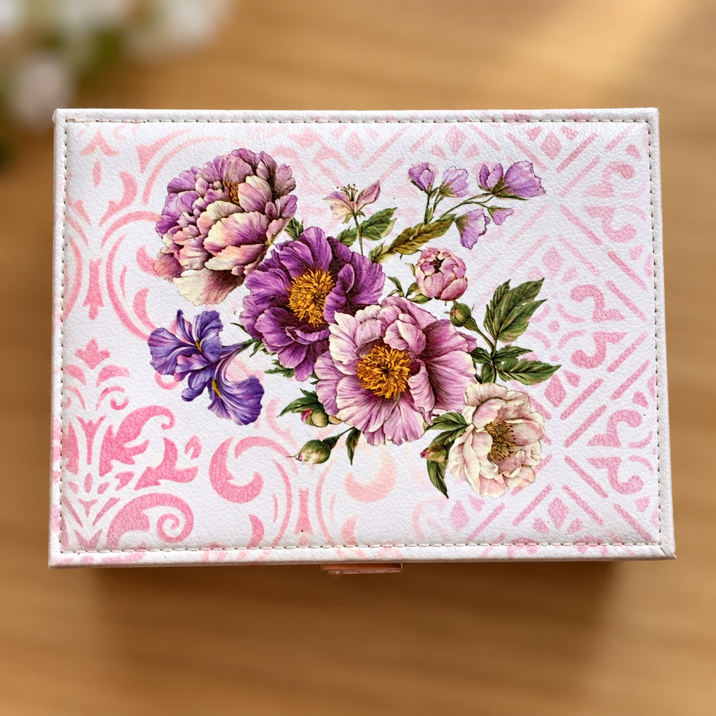 Floral Multi-Compartment Jewelry Organizer Box