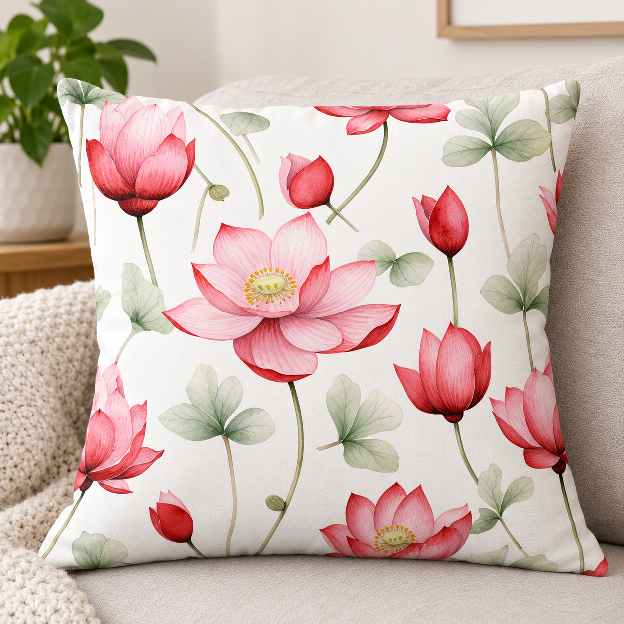 Lotus Blossom Garden Cushion Cover