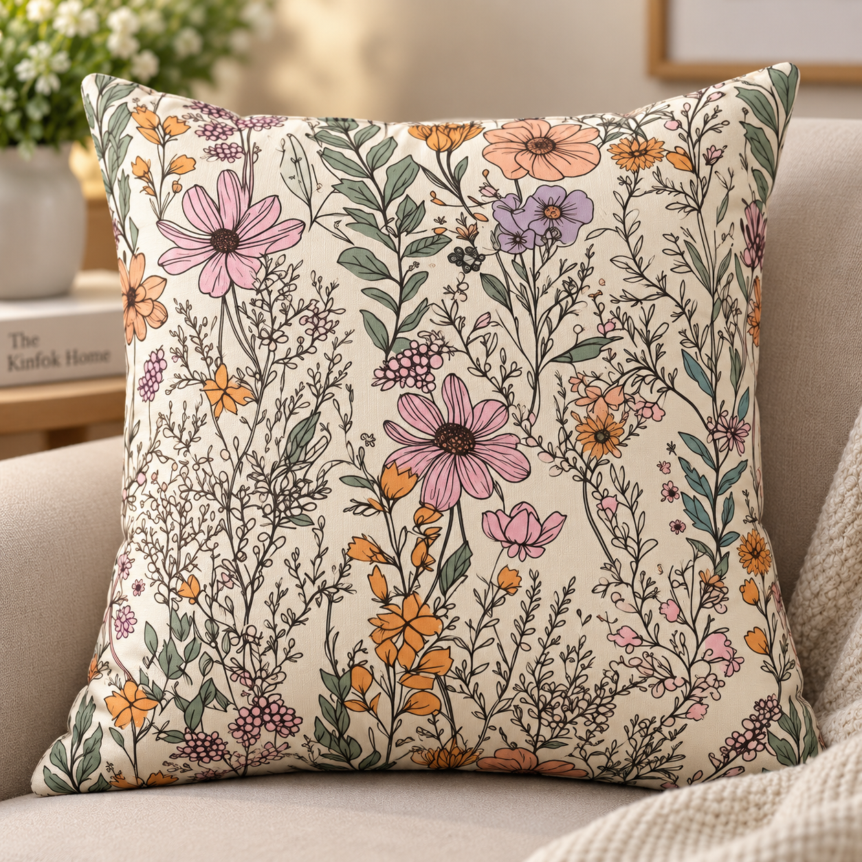 Vintage Wildflower Garden Cushion Cover