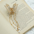 Gold Butterfly Rhinestone Hair Claw with Pearl Charms