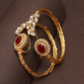 Majestic Ruby & Crystal-Embellished Gold Bangles