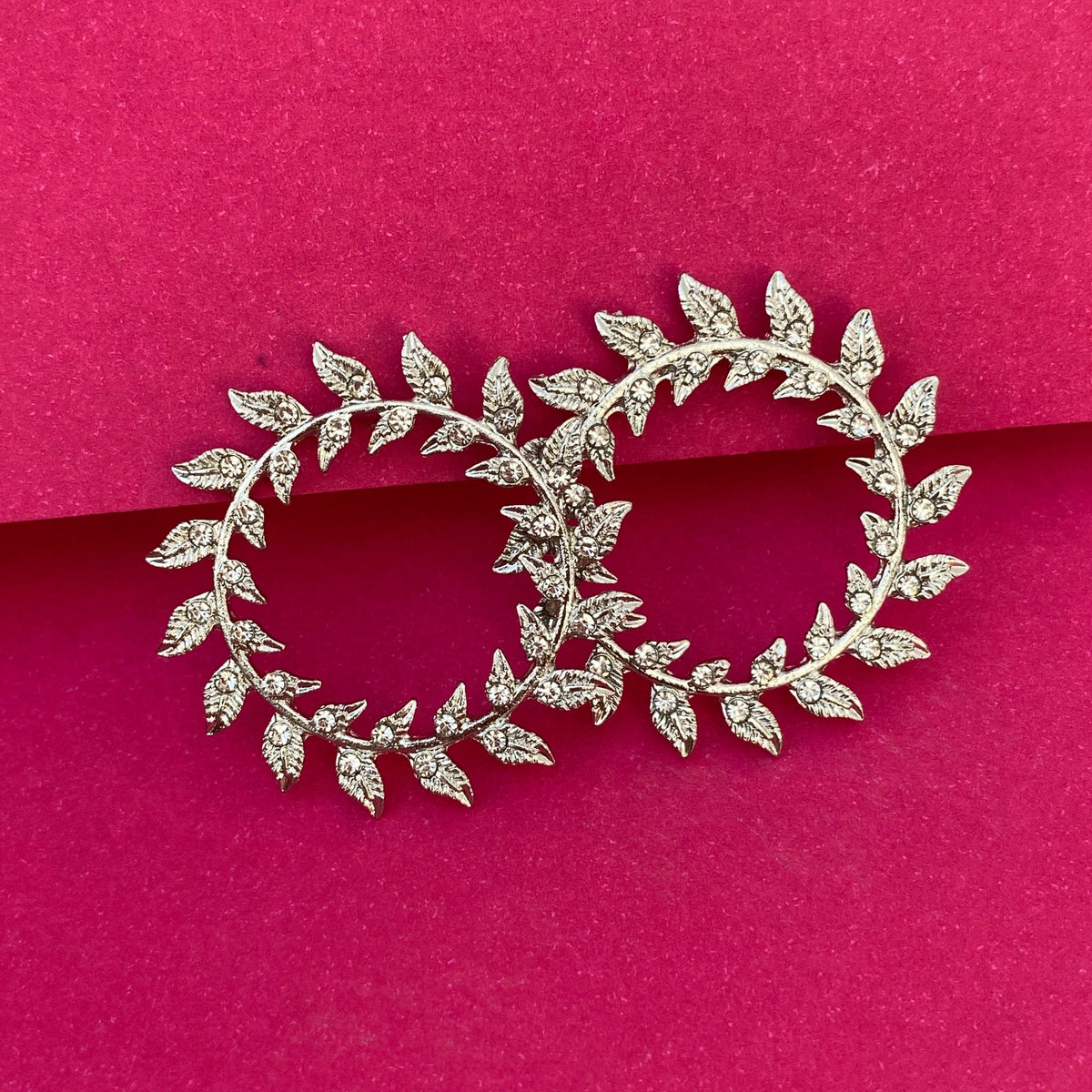 Silver Laurel Wreath Hoop Earrings