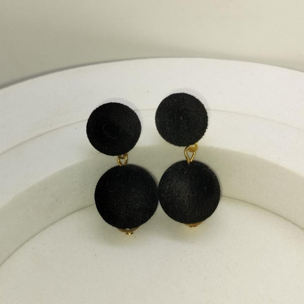 Velvet Black Double Sphere Earrings